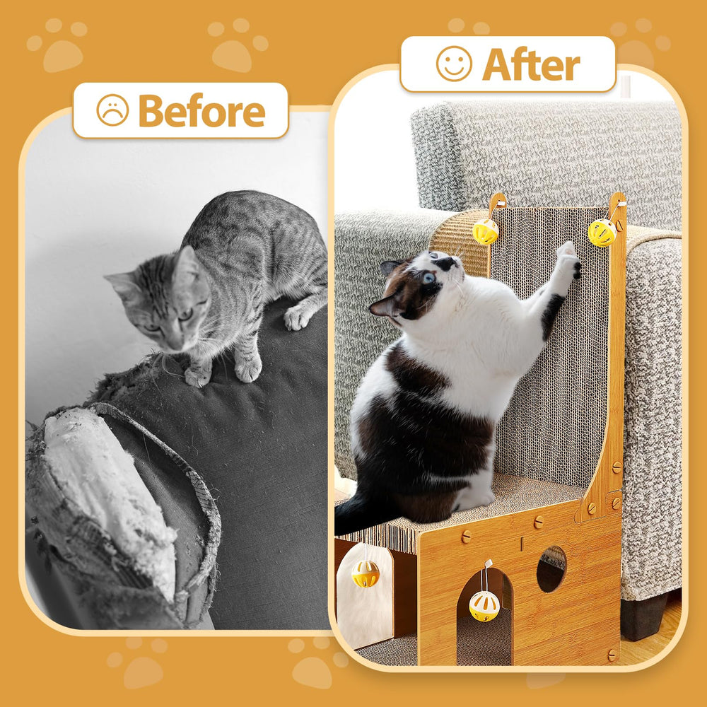 YEMOO cat-scratcher can stand upright or lie flat as a cozy resting spot