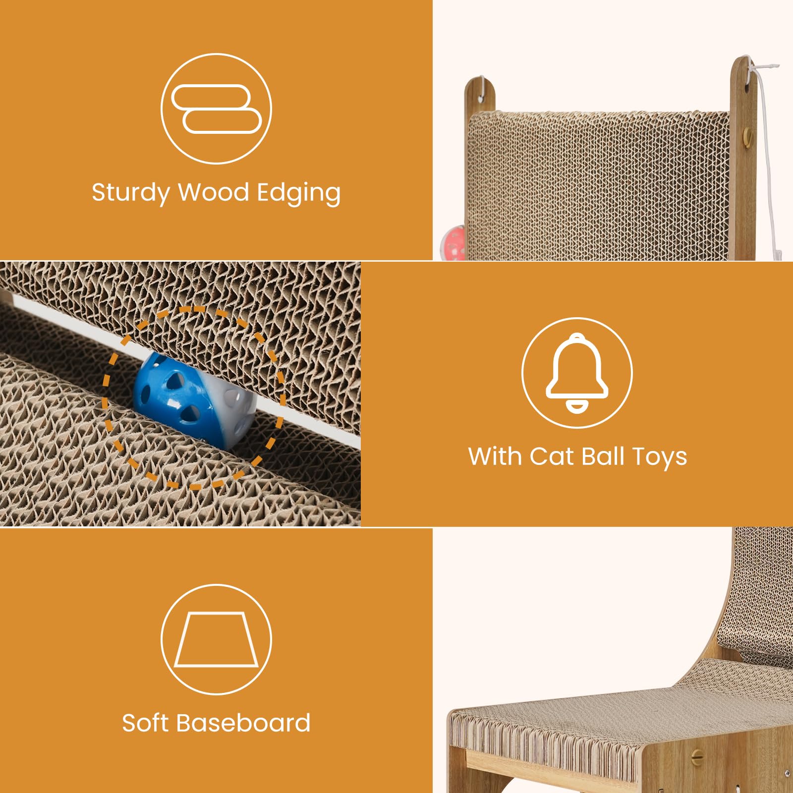 YEMOO scratcher with bell balls invites playful interaction for curious indoor cats