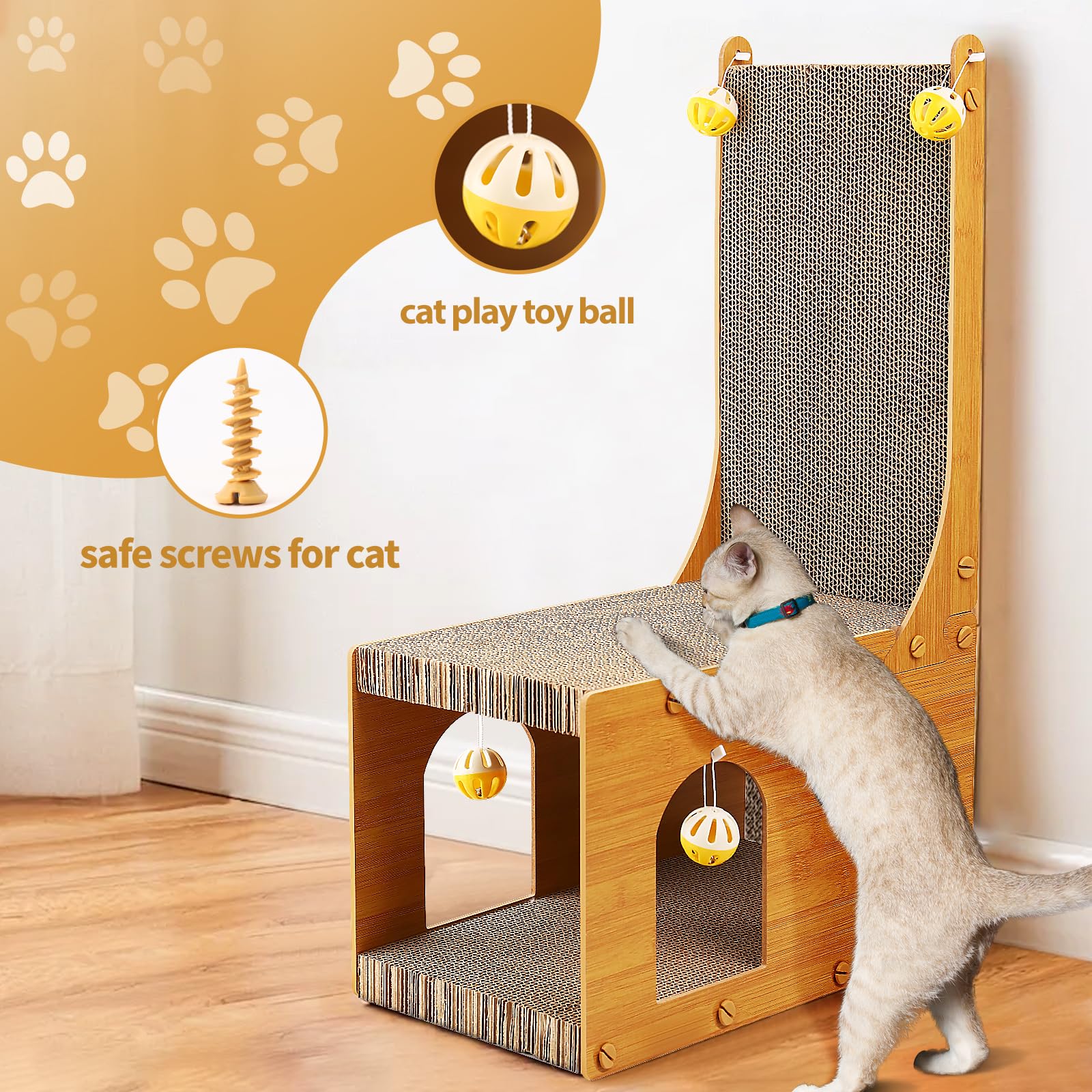 YEMOO L-shaped cat-scratcher in corner demonstrates wall and couch protection