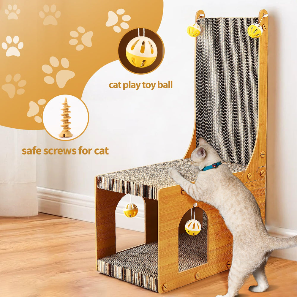 YEMOO L-shaped cat-scratcher in corner demonstrates wall and couch protection