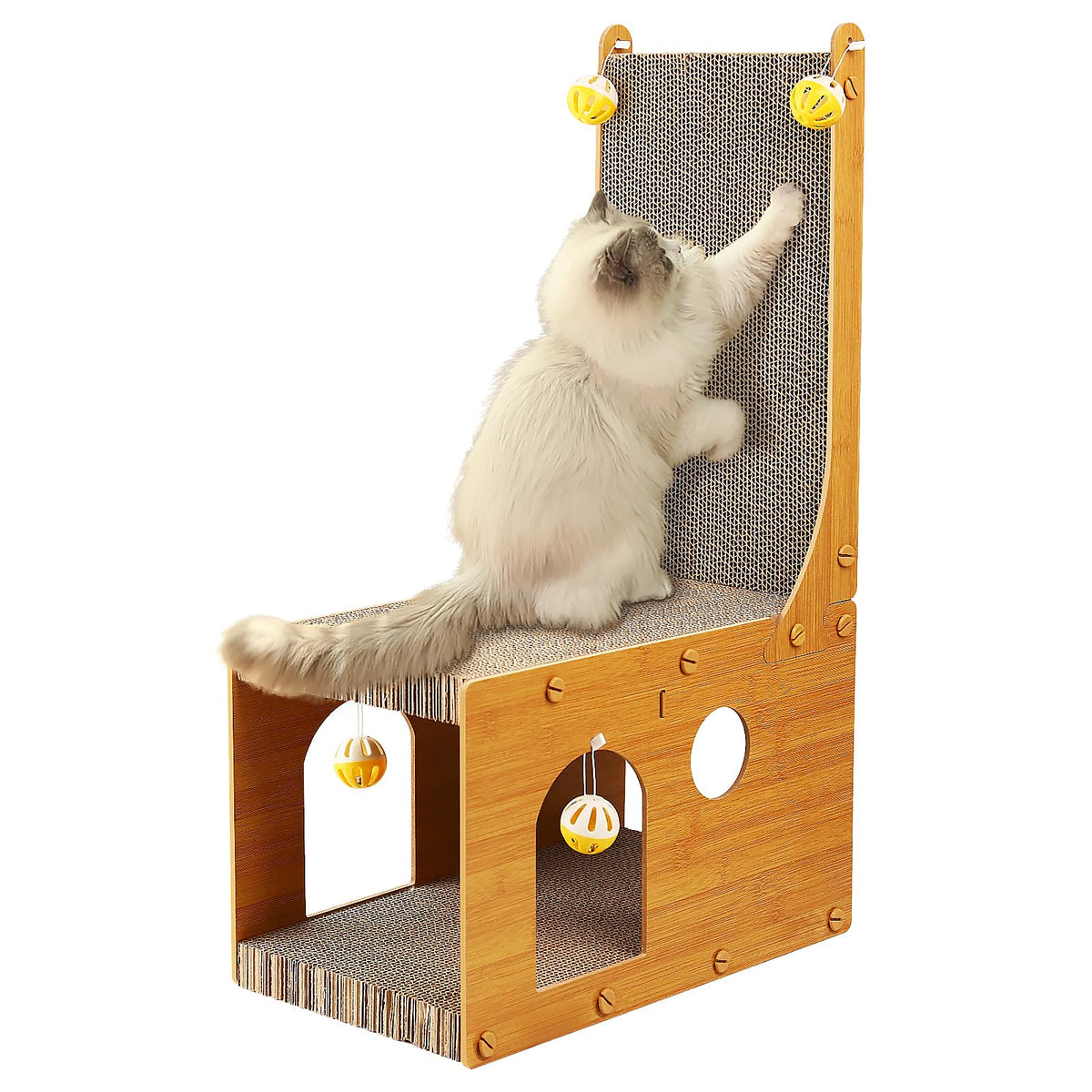 YEMOO cat-scratcher top-view shows durable double-sided cardboard for long-lasting fun