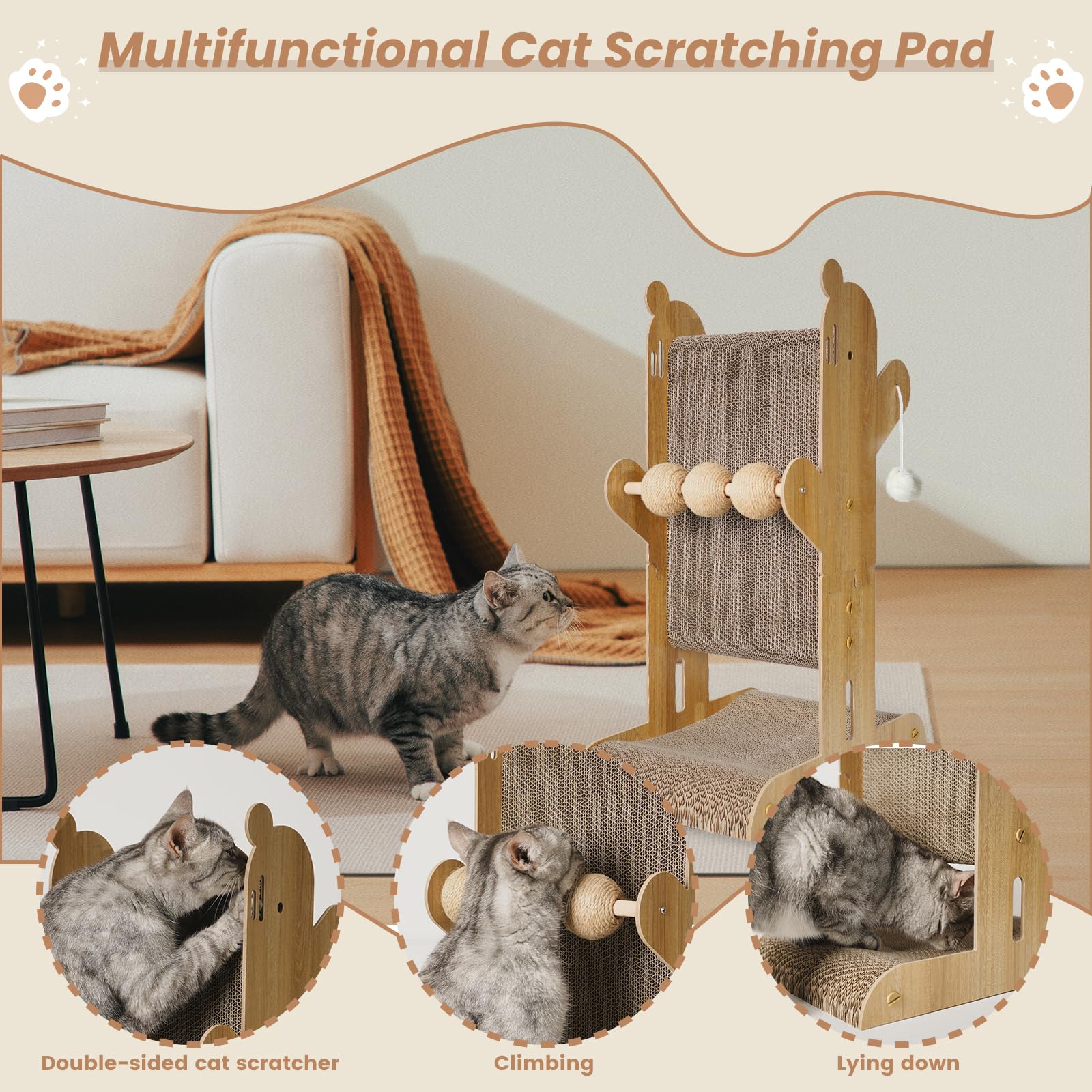 YEMOO durable eco-friendly corrugated cardboard for long-lasting scratching surfaces