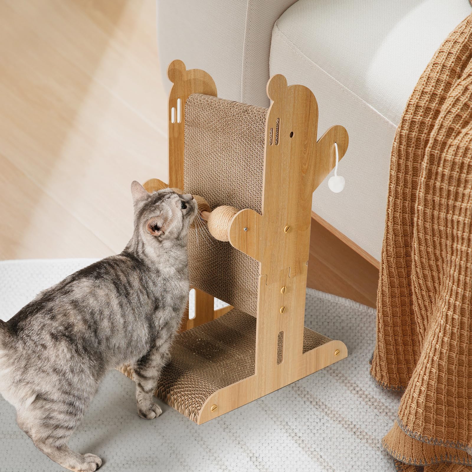 YEMOO space-saving corner placement fits small rooms and offers scratching area