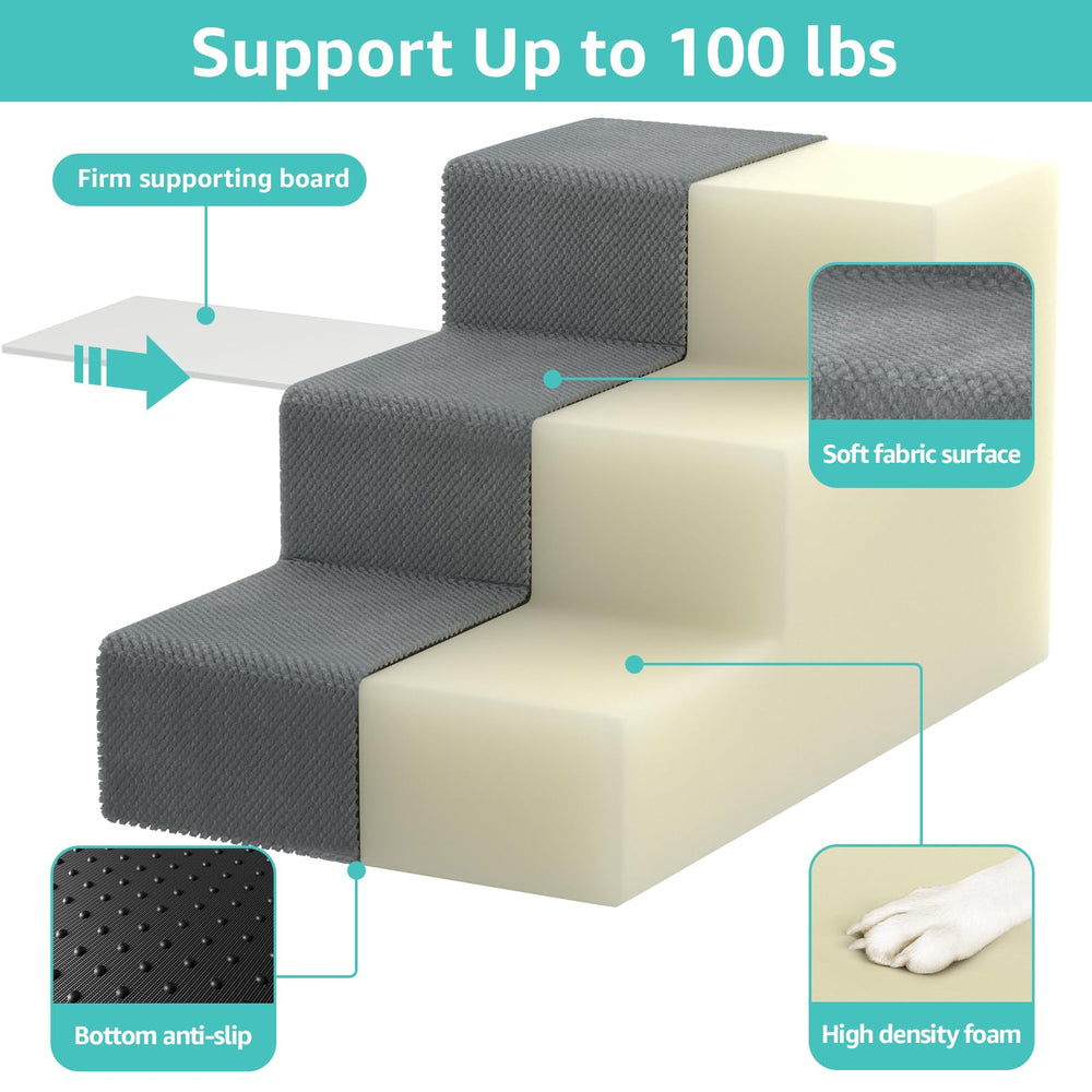 YENING large dog stairs feature 20-inch-wide steps improving footing.