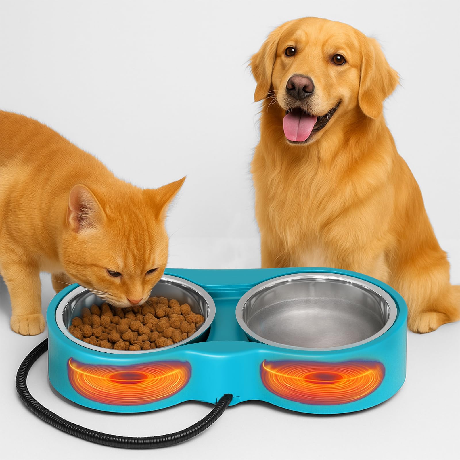 yeoleh heated-bowl dual design keeps water and food warm for pets