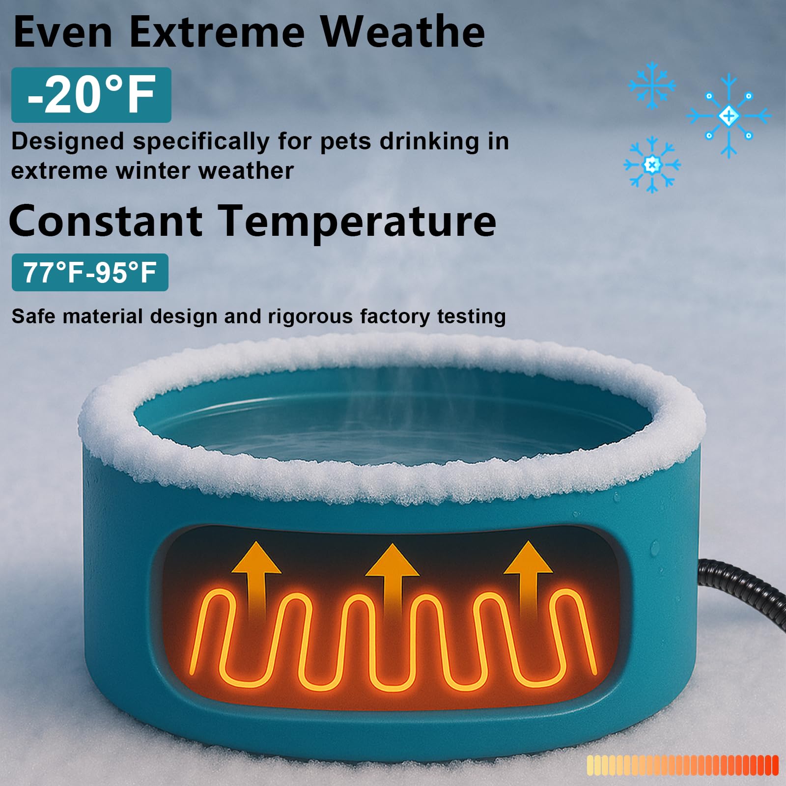 YEOLEH outdoor bowl highlights chew-resistant cord for pet safety.