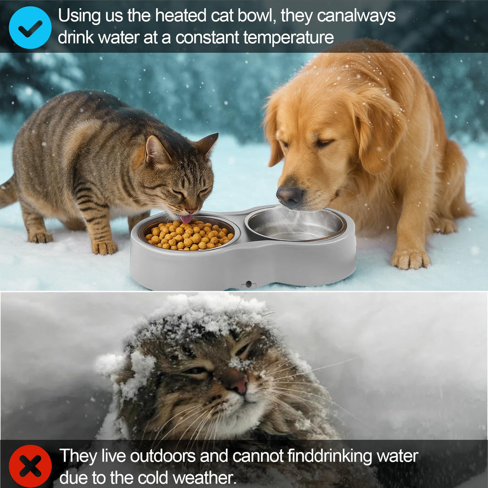 YEOLEH 2x23oz capacity supports multiple pets or all-day feeding