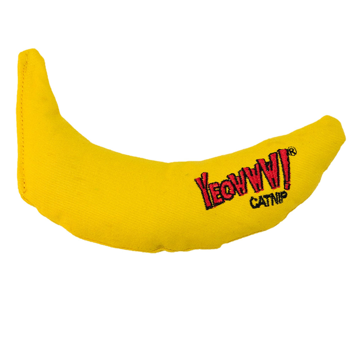 Yeowww! Catnip Toy Yellow Banana full product view boosts interactive play.