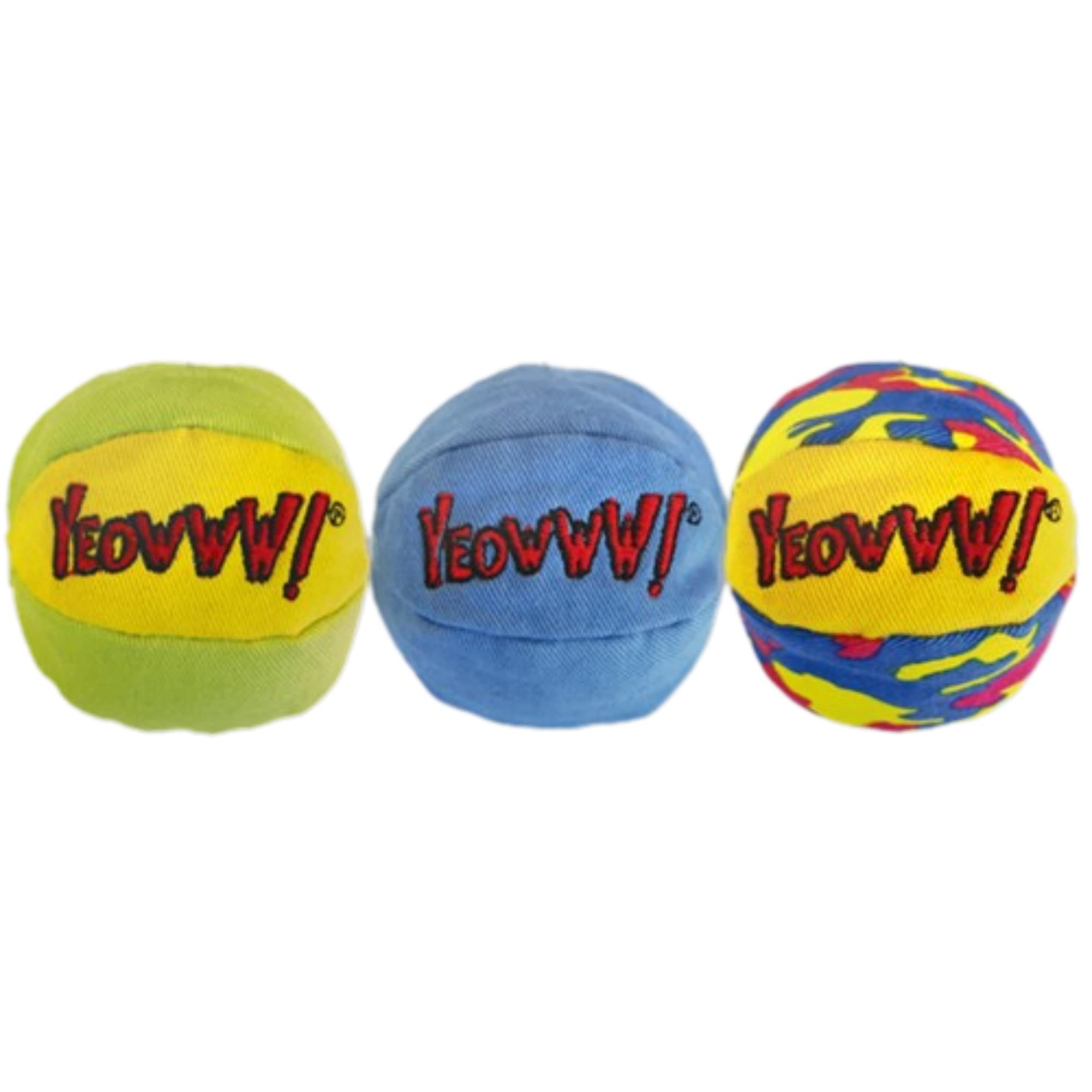 Yeowww! catnip balls pack display shows six USA-made toys ready for curious cats.