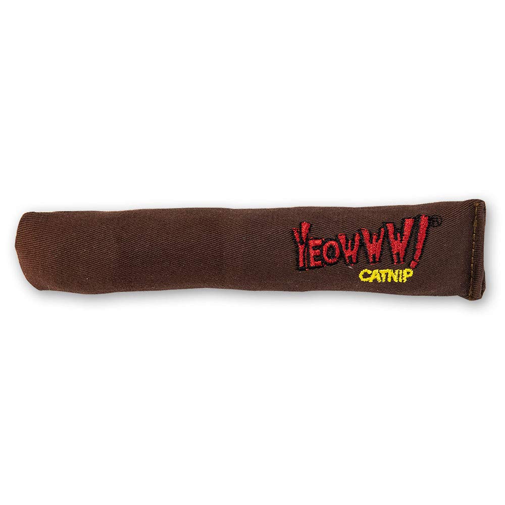 Yeowww cigar catnip toy close-up showing rich catnip scent for repeated batting fun