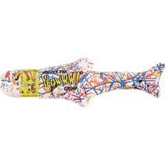Yeowww Pollock catnip fish toy; artist-inspired shape for nibbling.