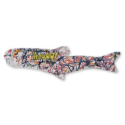 Yeowww Pollock Fish catnip toy full-length shot highlights 11-inch size for nibbling