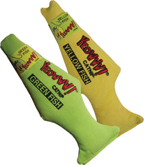 Yeowww! Yellow Fish catnip toy in action for active chasing and play.