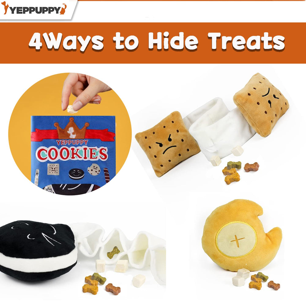 YEPPUPPY Sniffing Play crinkle squeak closeup demonstrates realistic sounds that excite dogs.