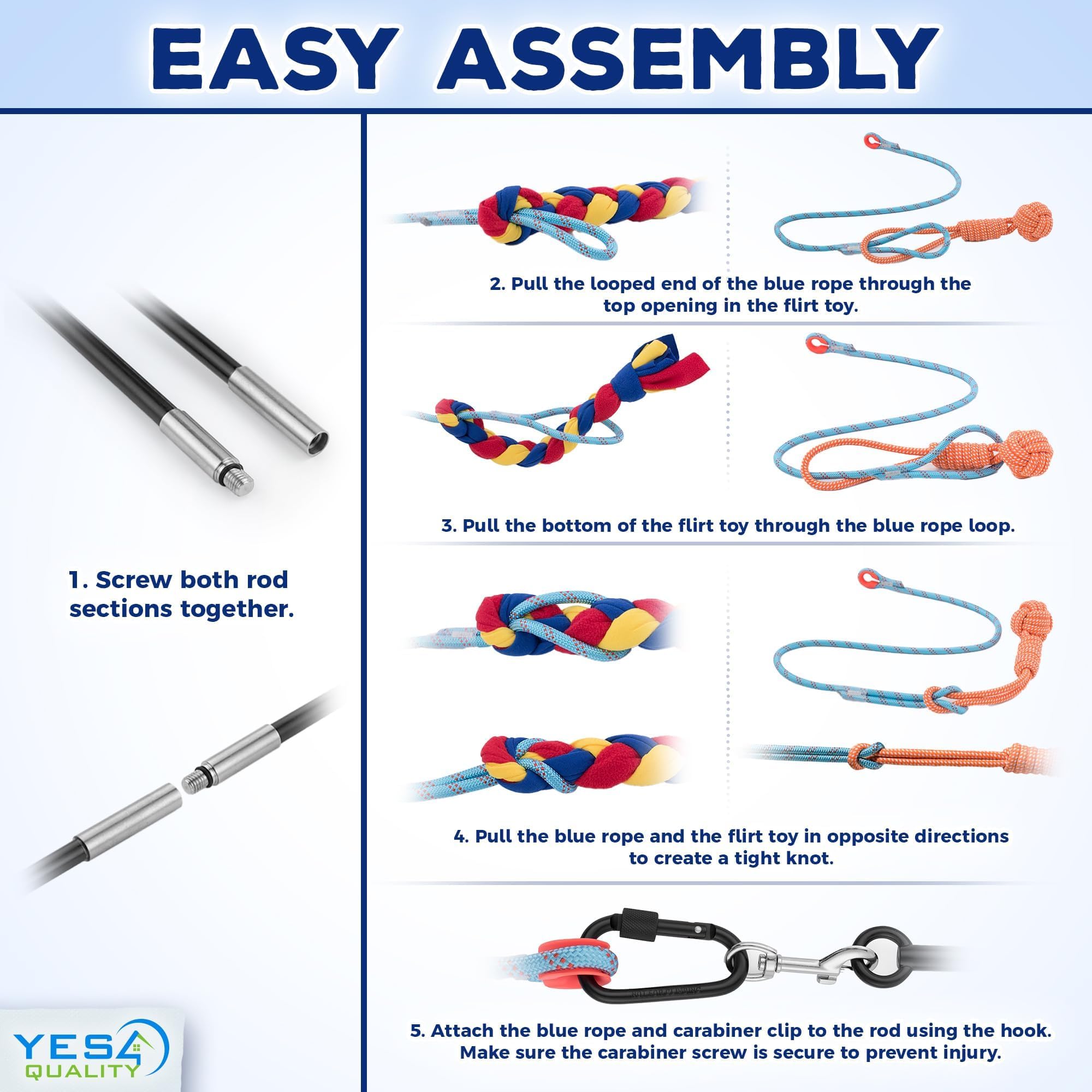 YES4QUALITY Flirt Pole for Dogs complete set with accessories and toys