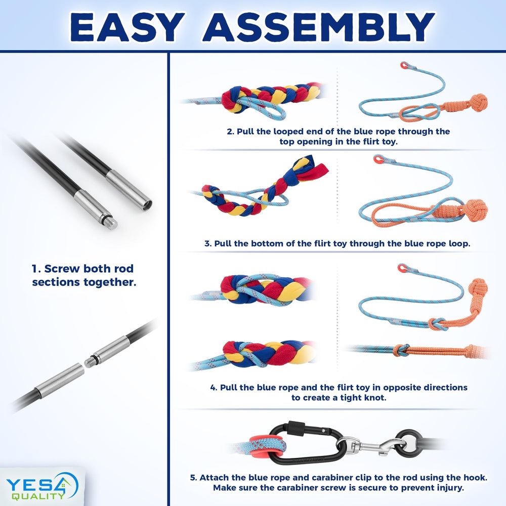 YES4QUALITY Flirt Pole for Dogs complete set with accessories and toys