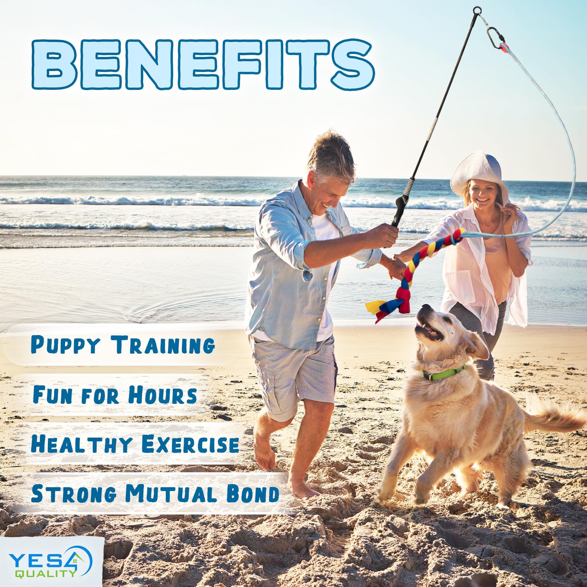 YES4QUALITY Flirt Pole for Dogs durable shaft showing robust construction