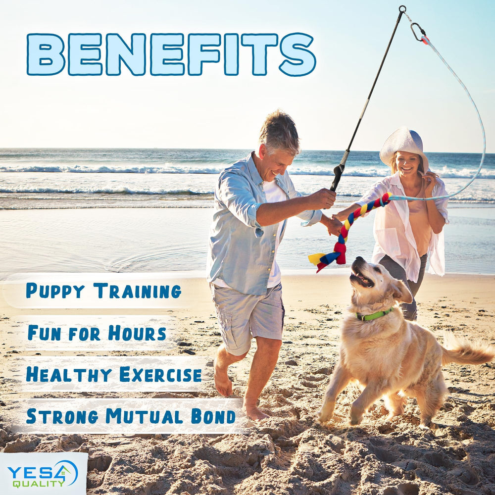 YES4QUALITY Flirt Pole for Dogs durable shaft showing robust construction