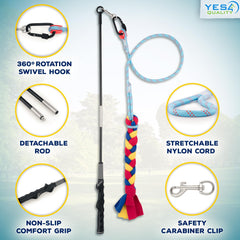 YES4QUALITY Flirt Pole for Dogs nylon cord ready for versatile training sessions