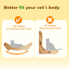 Yesibeike oak sisal scratcher bed hammock side view illustrating cozy lounging area for cats