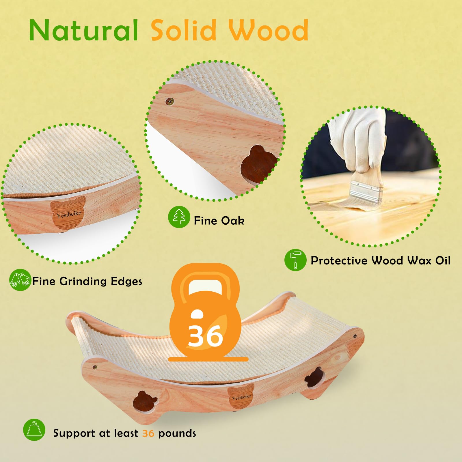 Yesibeike untreated oak wood stand highlights chemical-free construction and sturdy base