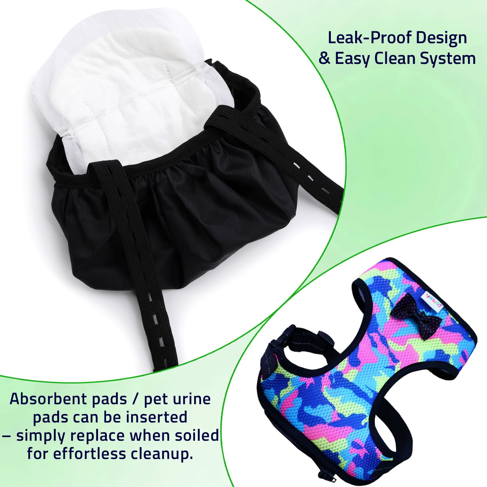 Yesito Pro Chicken Harness Diaper leak-proof diaper layer reduces patio mess