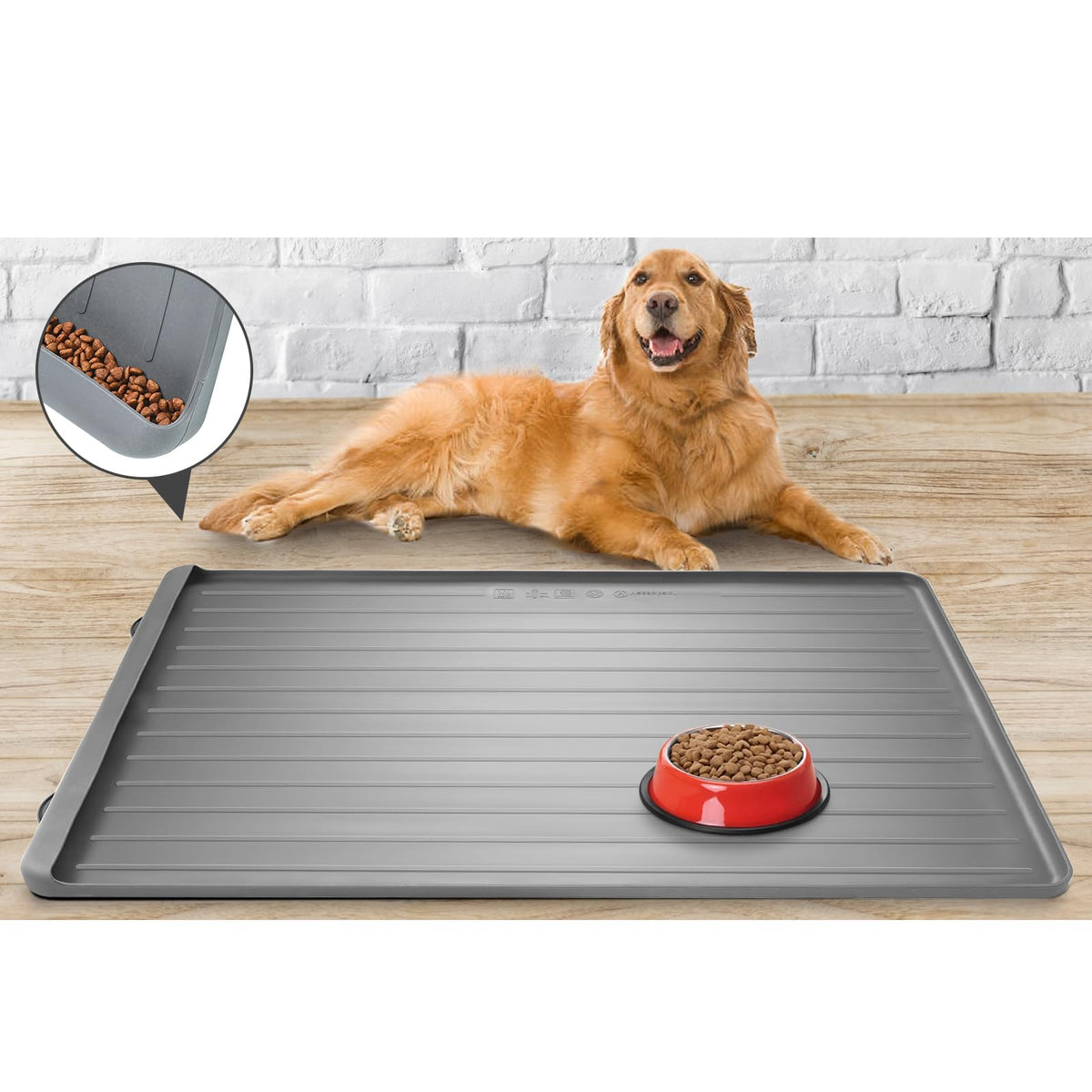 Yessotech dog bowl mat pocket design catches kibble for easy cleanup.