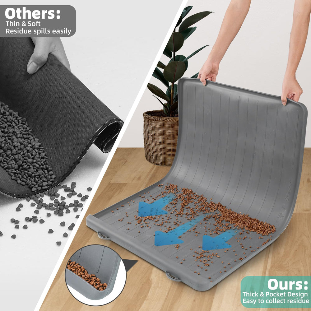 Yessotech dog bowl mat waterproof surface cleans quickly after meals.