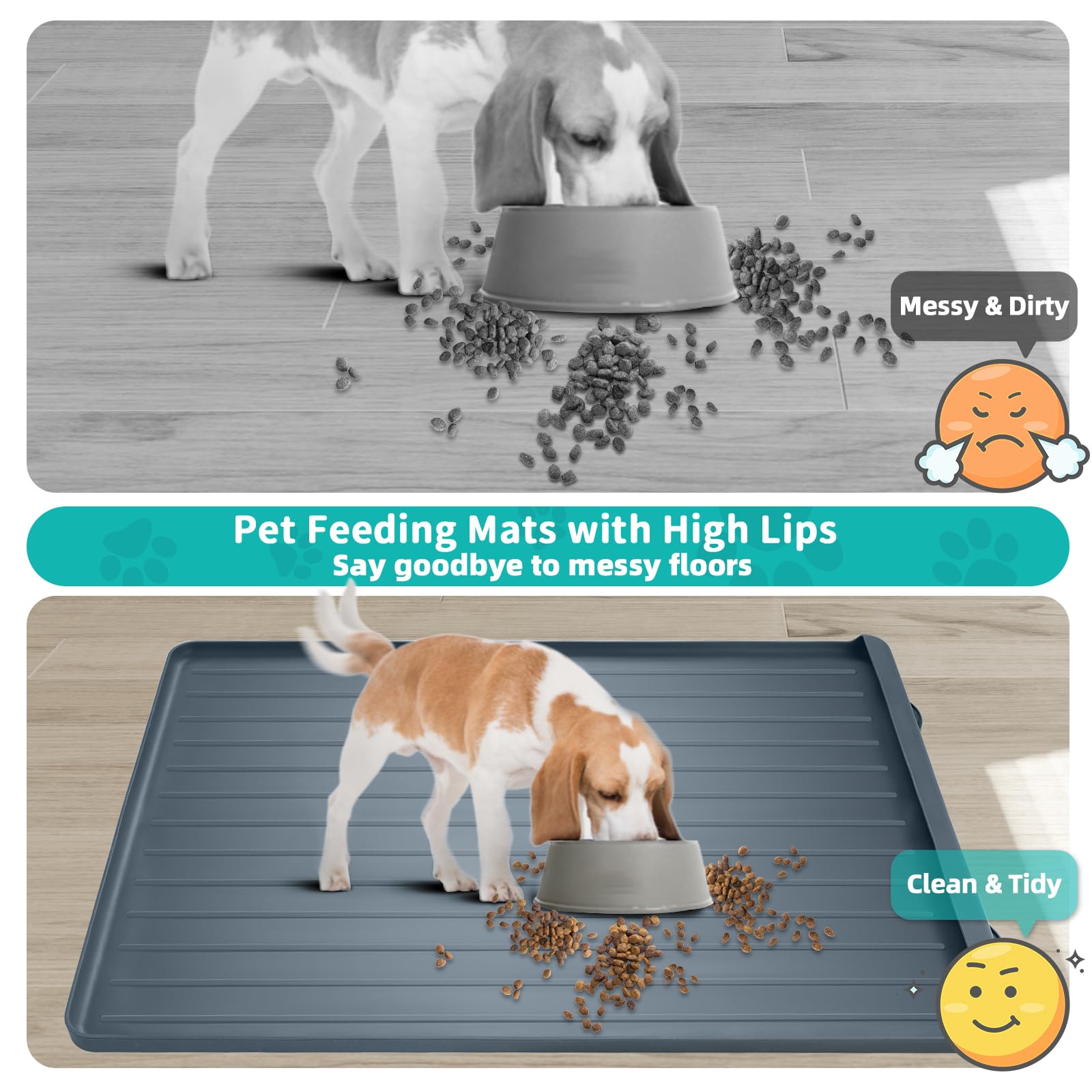 Yessotech large dog mat fits multiple pets for simultaneous meals.
