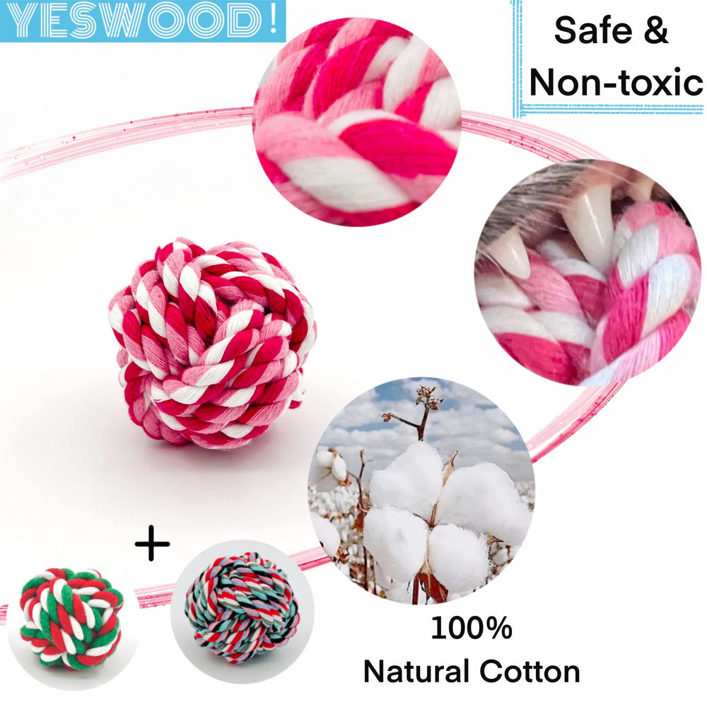 YESWOOD! Puppy pink rope ball teething focus for small to medium dogs.