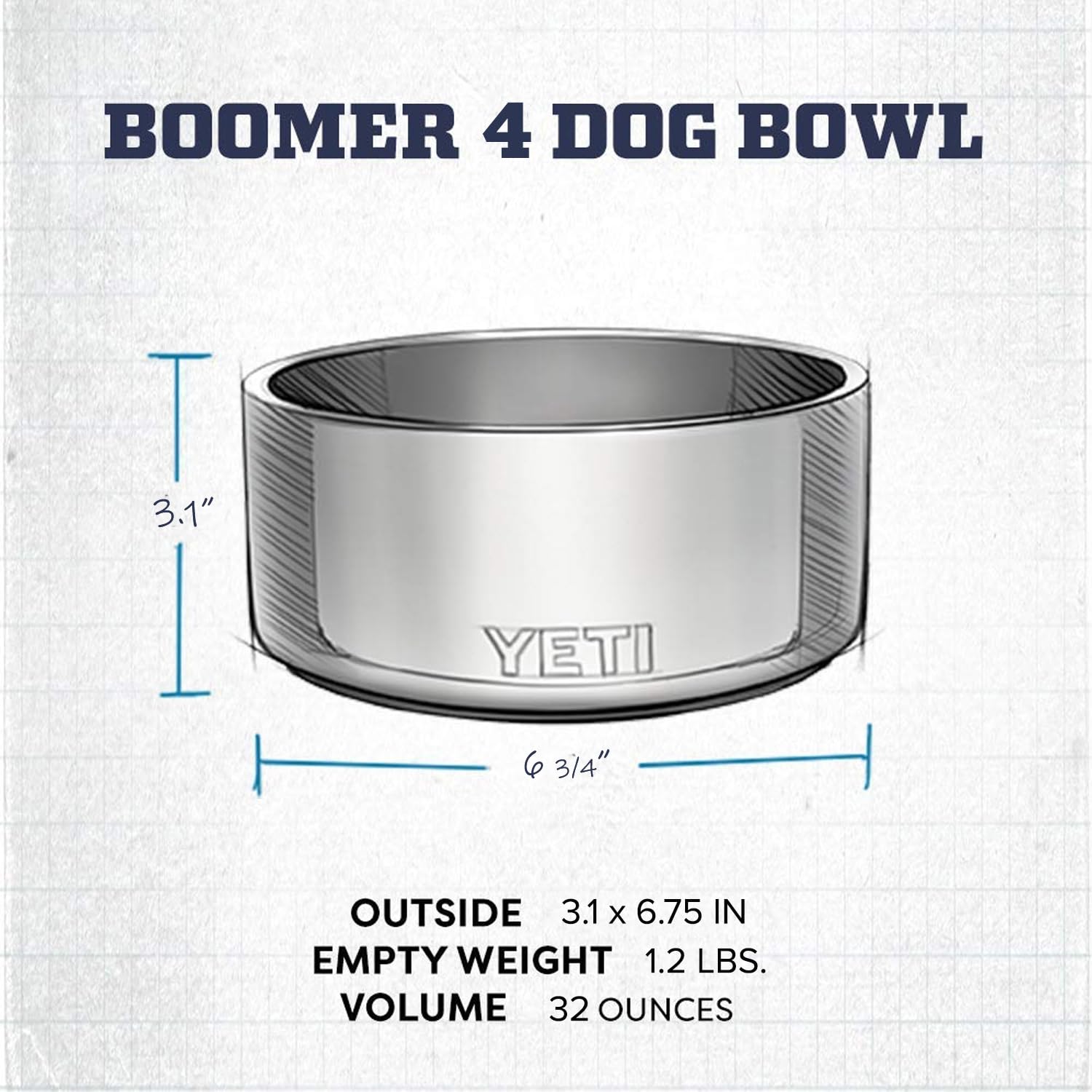 YETI Boomer 4, 18/8 stainless steel resists rust and dents.