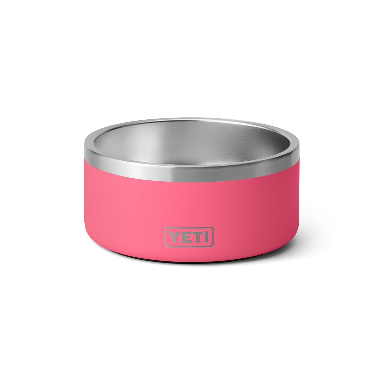 YETI Boomer 4 bowl in tropical pink showing 32-ounce capacity for kibble or water.