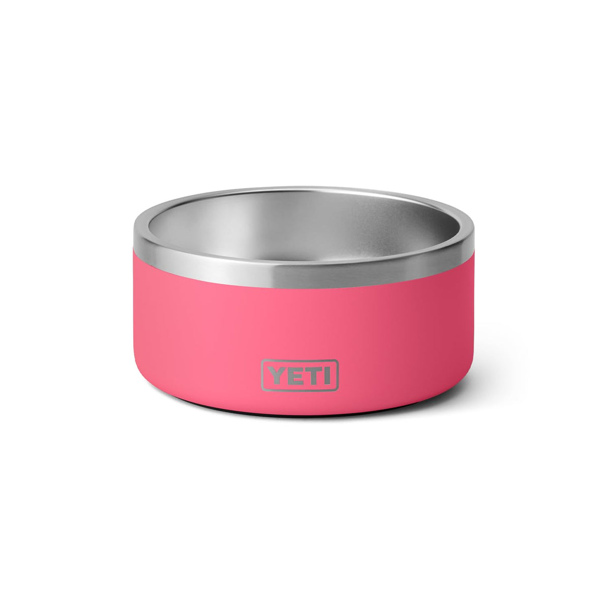 YETI Boomer 4 bowl in tropical pink showing 32-ounce capacity for kibble or water.