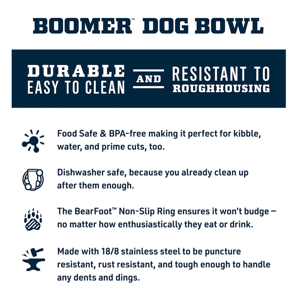 YETI Boomer 4 bowl with non-slip ring stays steady during meals.
