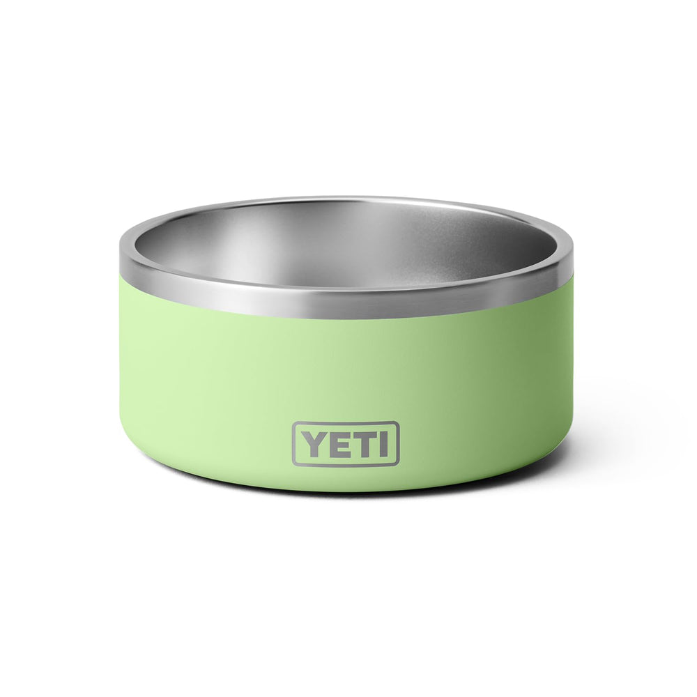 YETI Boomer 8 bowl in key lime stainless steel ready for daily kibble and water feeding