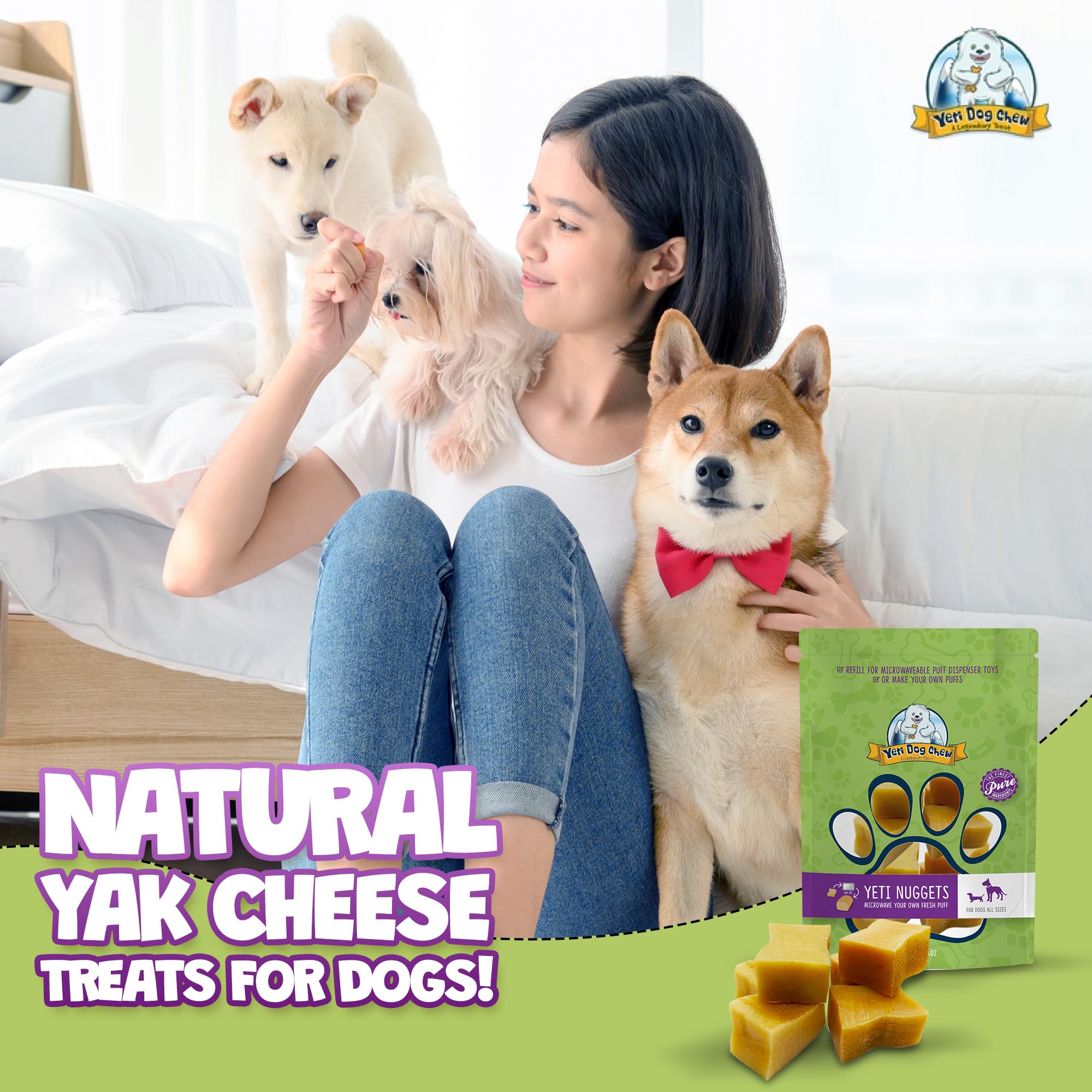 Yeti dog chew refill nuggets crunchy texture invites long, satisfying chews.