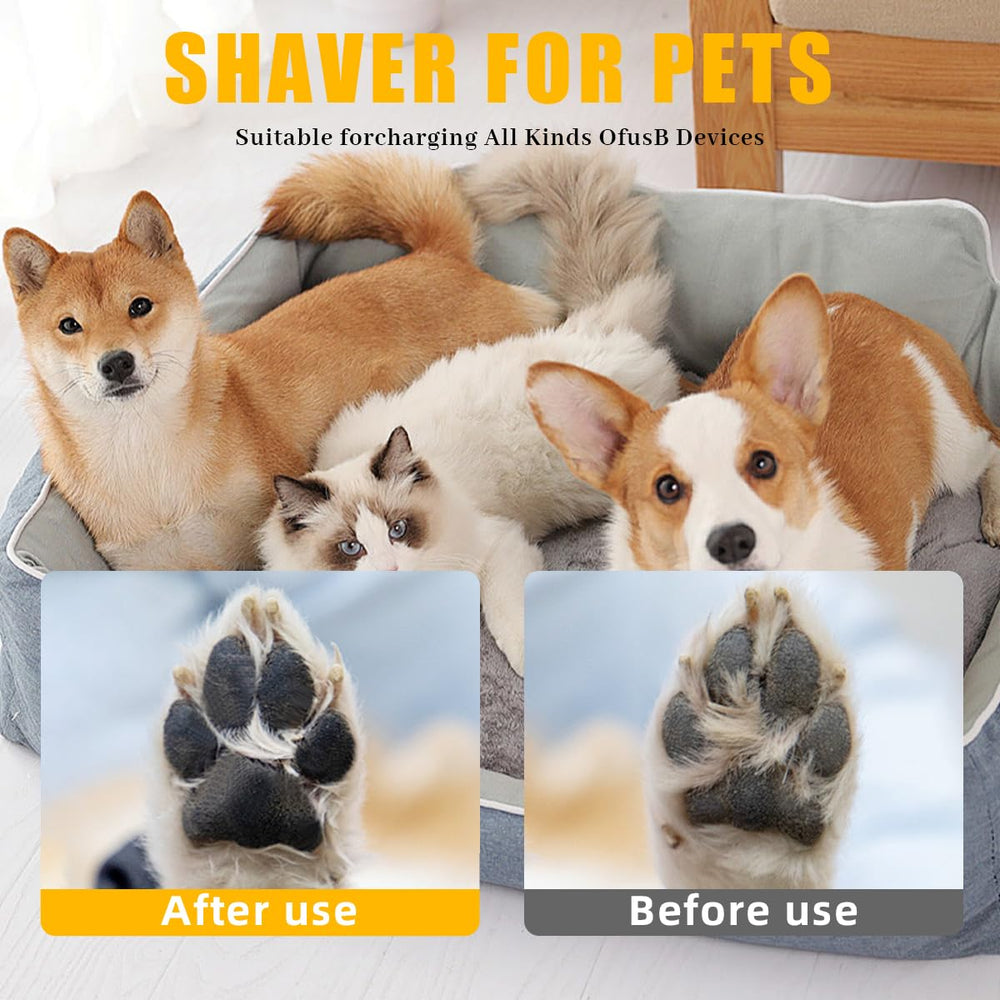 YEUKEUUAI dog paw trimmer accessories: brush oil bottle and USB-C cable