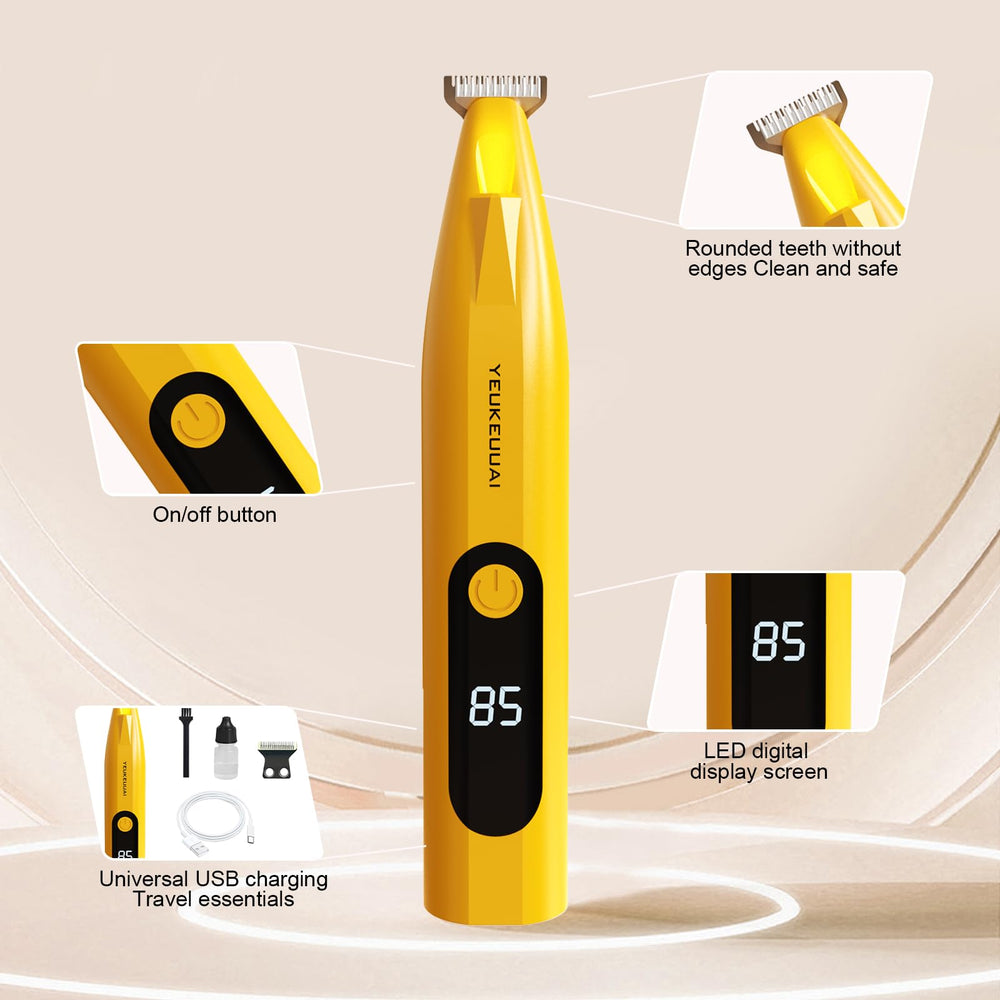 YEUKEUUAI dog paw trimmer USB charging with display for easy power checks