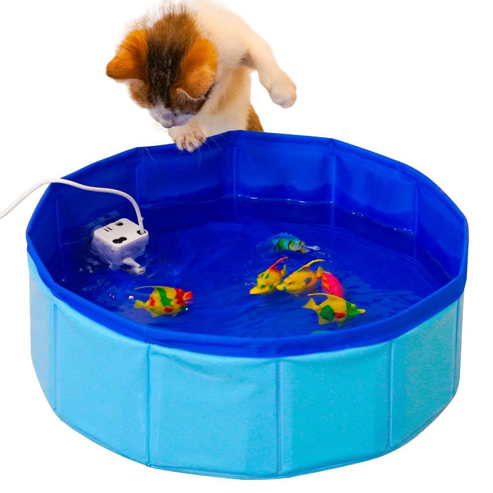YeulYuuri cat pool interactive fish action shows lifelike swimming.
