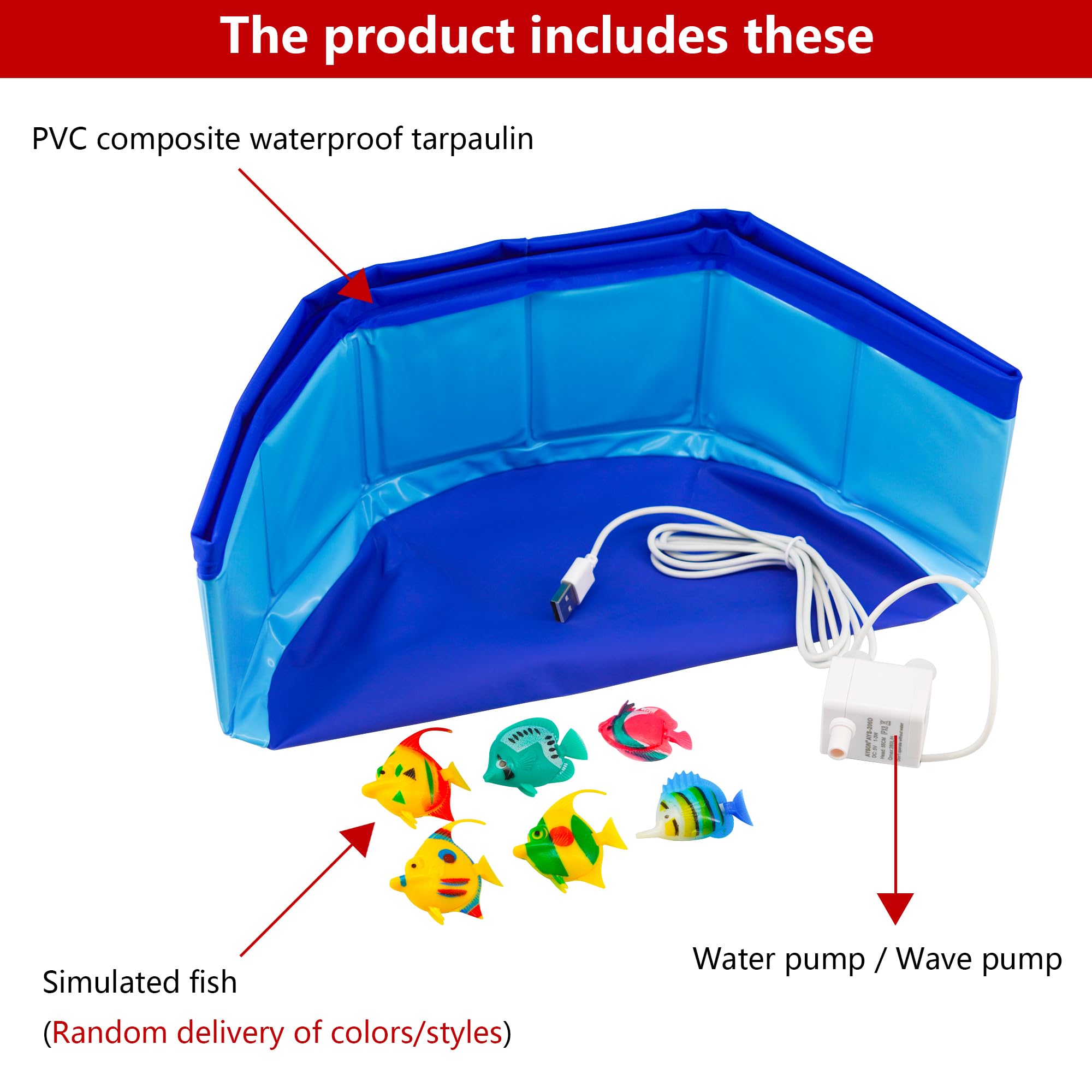 YeulYuuri cat pool water pump demonstrates wave motion for engaging play.