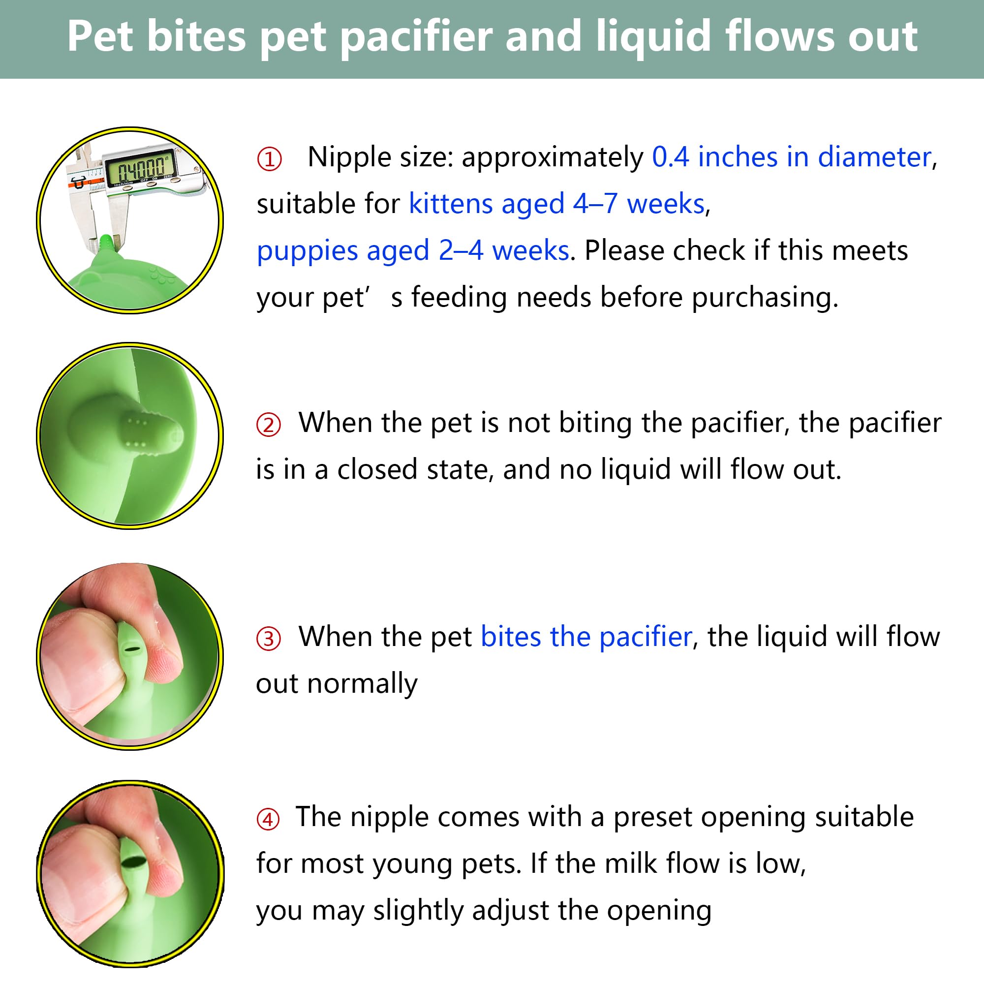 YeulYuuri green milk feeder cap and nipples ready for precise flow.