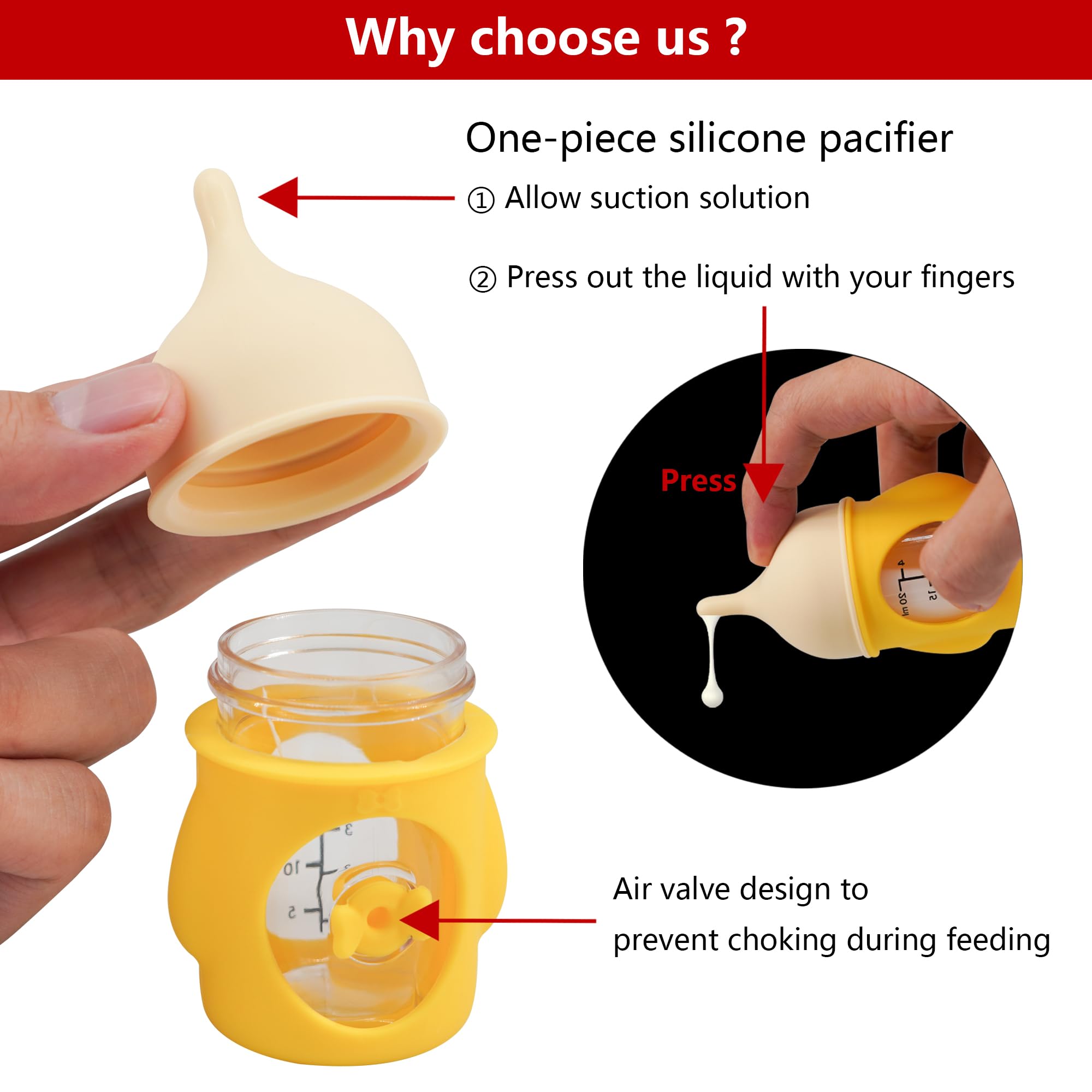 YeulYuuri pet feeding bottle yellow 20ml nipple outlet ensures smooth milk flow