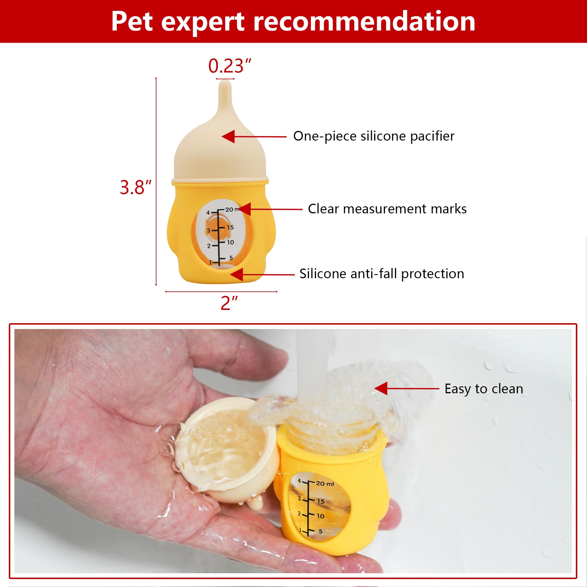 YeulYuuri puppy bottle nursing yellow 20ml close-up shows gentle milk transfer