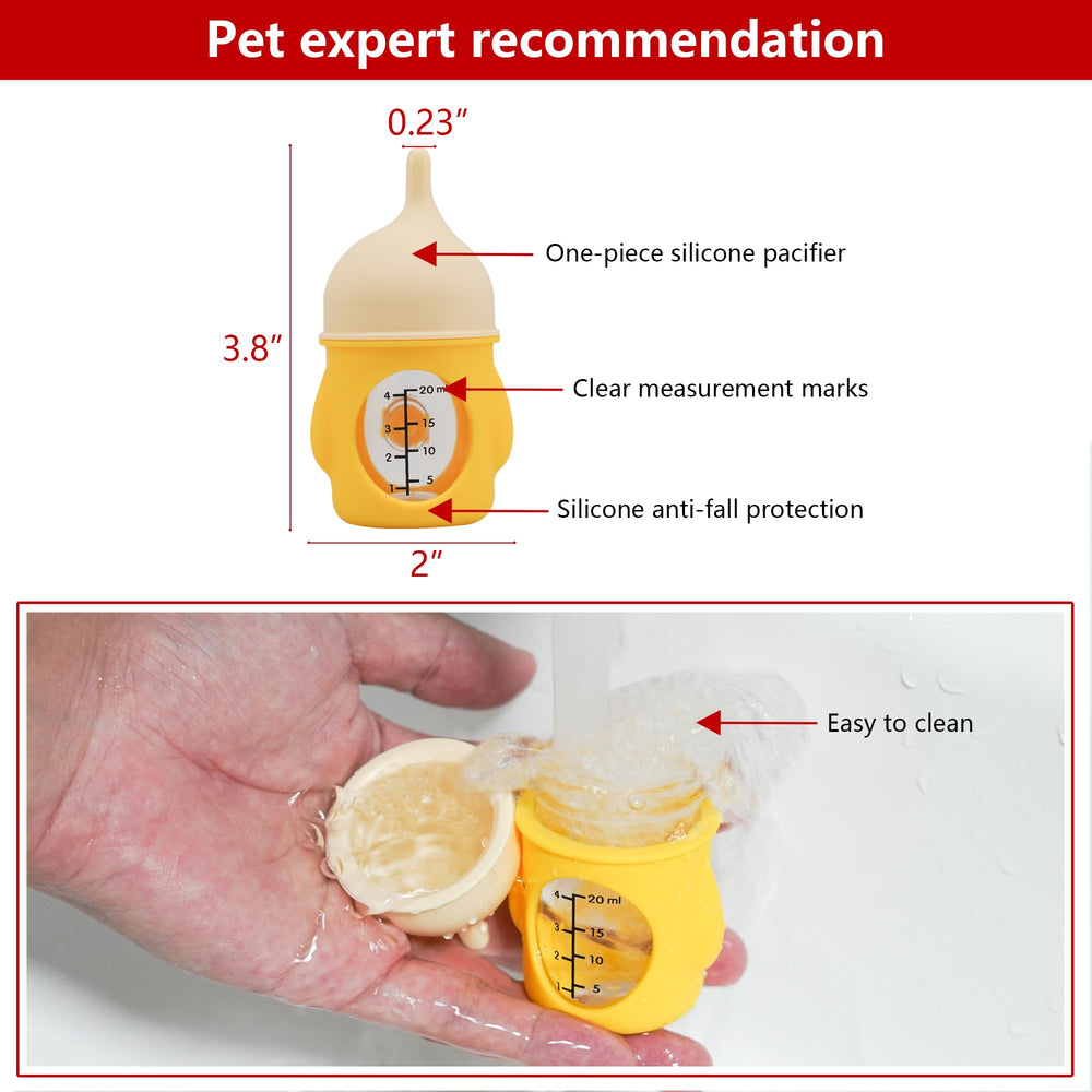 YeulYuuri puppy bottle nursing yellow 20ml close-up shows gentle milk transfer
