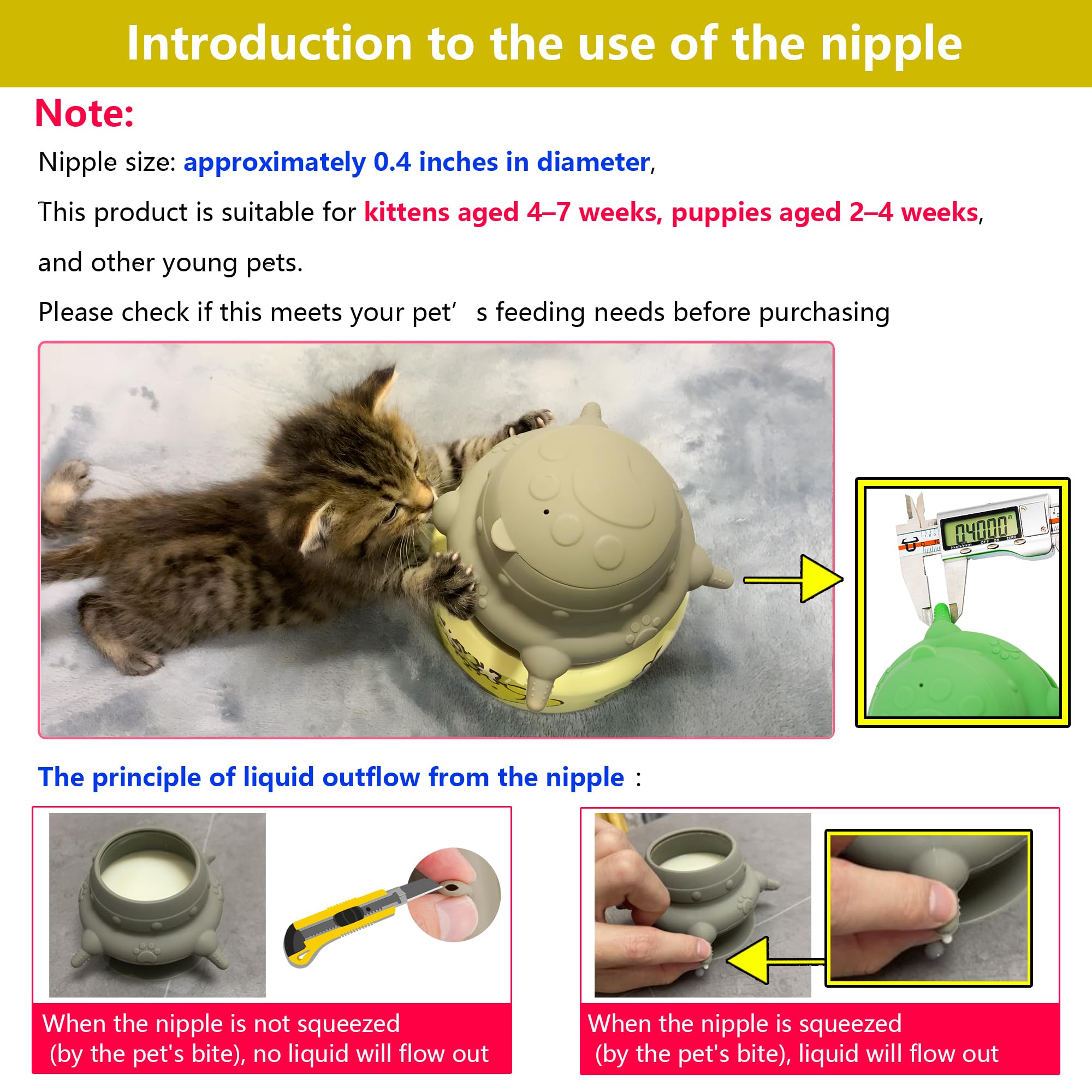 YeulYuuri puppy feeder milk bowl assembly shown for easy preparation by caregivers.