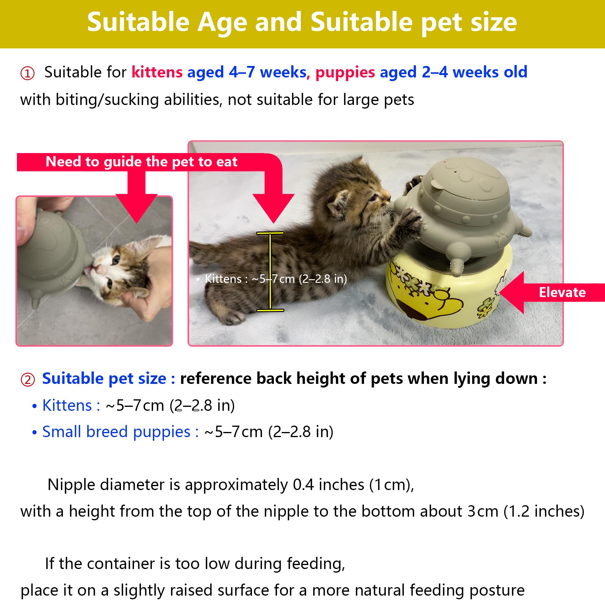 YeulYuuri puppy feeder nipple closeup shows precise flow control during nursing.