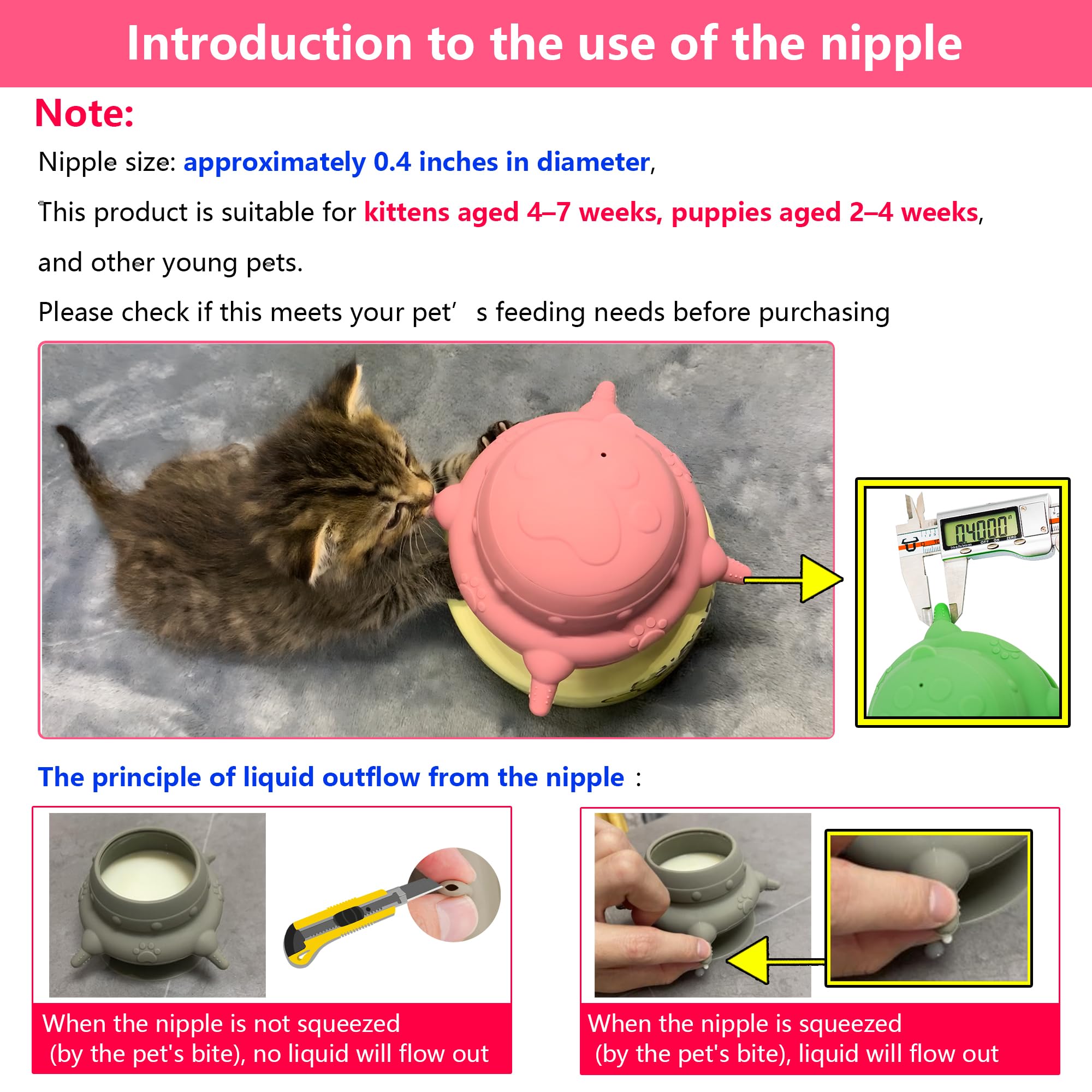 YeulYuuri puppy-kitten feeder side view shows compact design for easy handling.