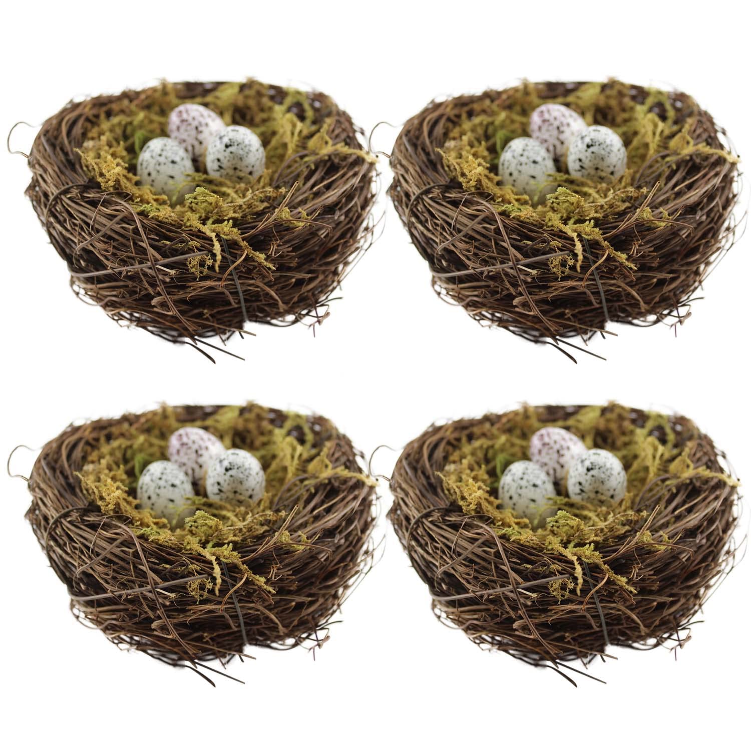YEUQWJ artificial bird nest 4pcs shown in garden display for Easter decor