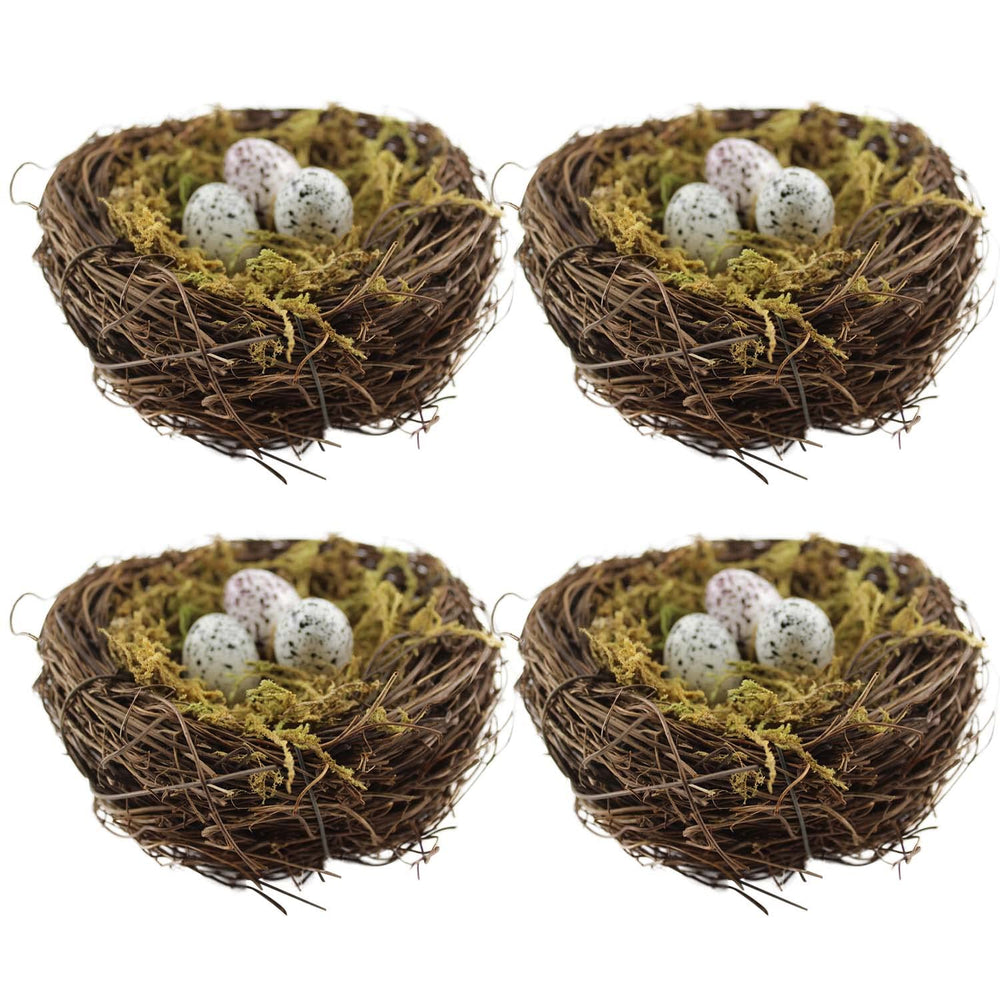 YEUQWJ artificial bird nest 4pcs shown in garden display for Easter decor