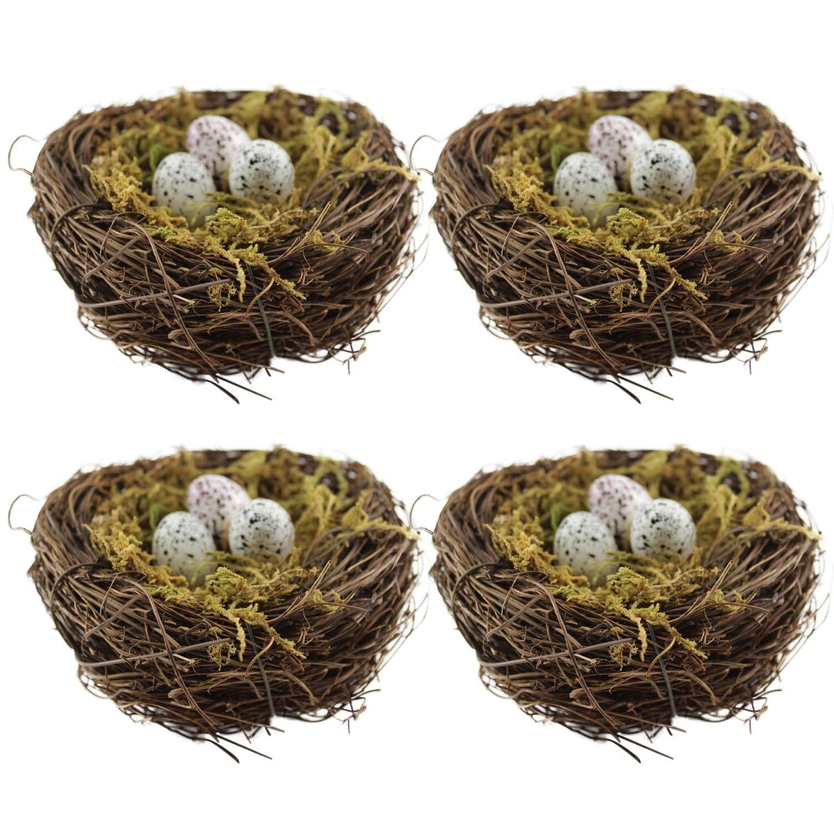 YEUQWJ artificial bird nest 4pcs shown in garden display for Easter decor